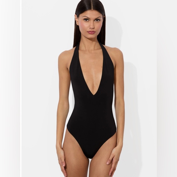 Alice + Olivia Tops - Alice + Olivia Pippa Halter Bodysuit, Black